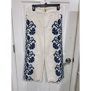 Anthropologie Becky Embroidered Wide-Leg Pants size 12